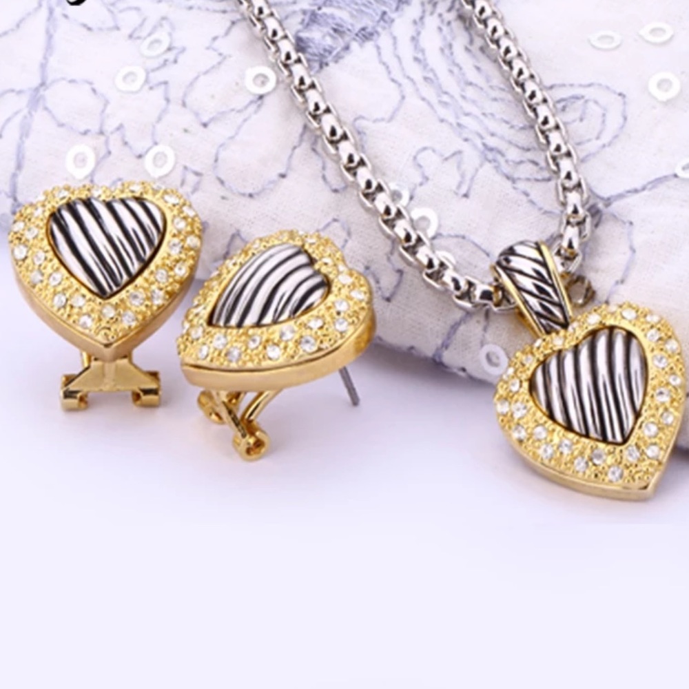 🌟 Silver Gold Heart Set